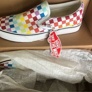 Vans Off the Wall Colorful Checkered Slip-On. Women’s size 11. Men’s 9.5